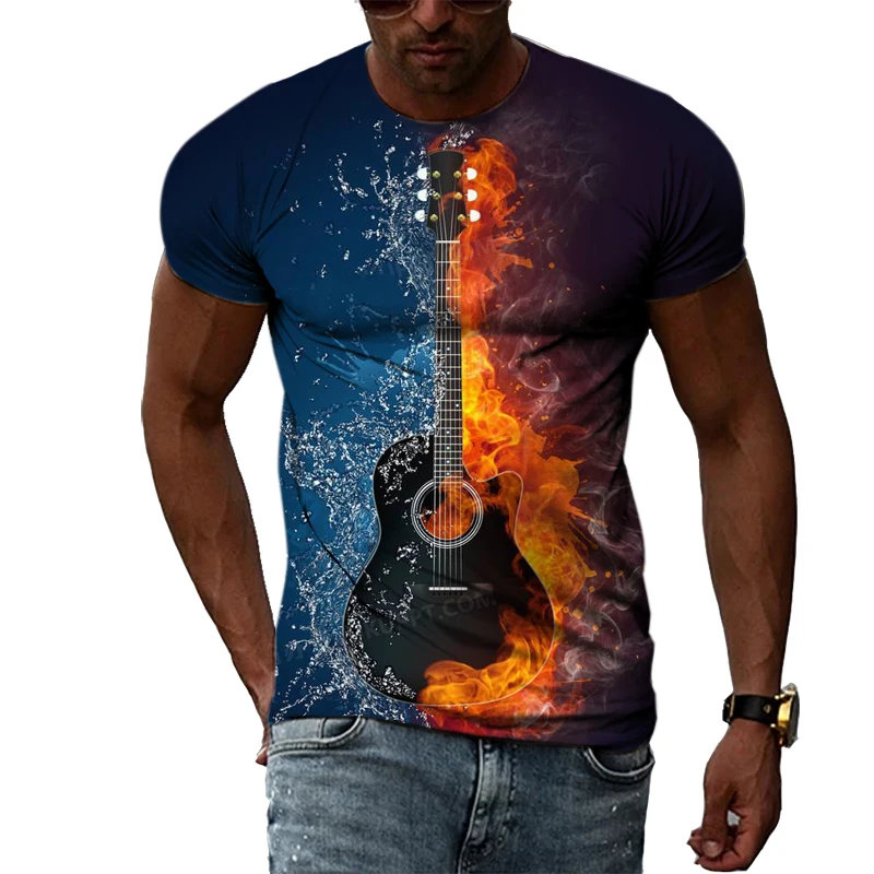 Guitar pattern men's large size T-shirt 3D printing summer trend fashion comfortable and breathable Harajuku personality top
Guitar pattern men's large size T-shirt 3D printing summer trend fashion comfortable and breathable Harajuku personality top