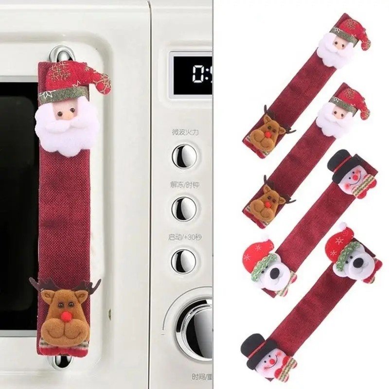 

Christmas Refrigerator Door Handle Covers Santa Claus Microwave Oven Dishwasher Cover Xmas Party Decor