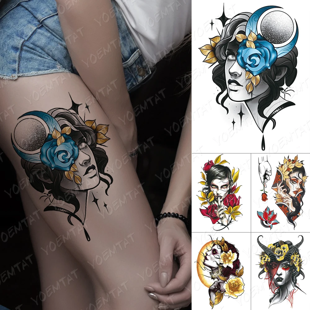 Waterproof Temporary Tatoo Stickers Rose Crescent Leaves Charming Beauty Body Art Dark 3D Fake Tattoo Men Women Sexy Leg Tattoos
Waterproof Temporary Tatoo Stickers Rose Crescent Leaves Charming Beauty Body Art Dark 3D Fake Tattoo Men Women Sexy Leg Tattoos