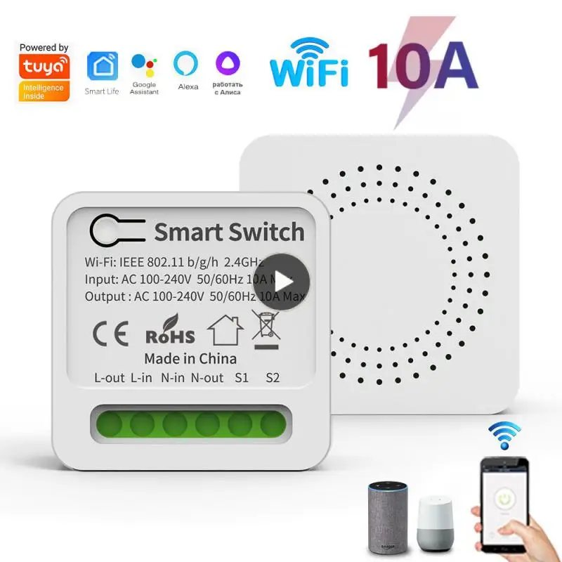 

Tuya Mini Breaker Module Support 2-way Control Diy Smart Home Wifi Switches 10a 16a Works With Alexa Google Home Yandex Alice