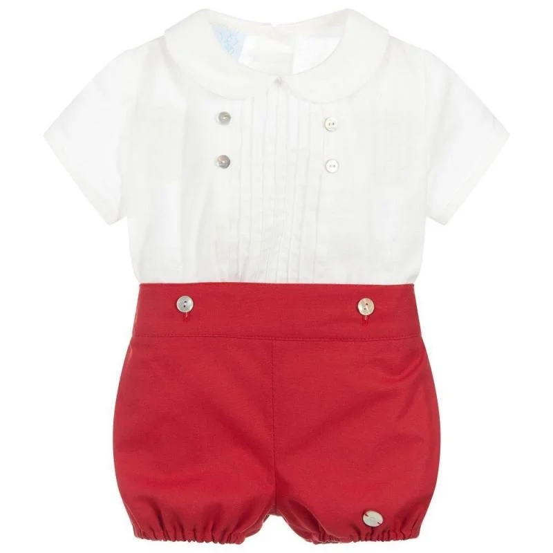 Spanish toddler boys clothes set Baby christening Boutique white shirt red shorts boy birthday wedding christening outfits
Spanish toddler boys clothes set Baby christening Boutique white shirt red shorts boy birthday wedding christening outfits