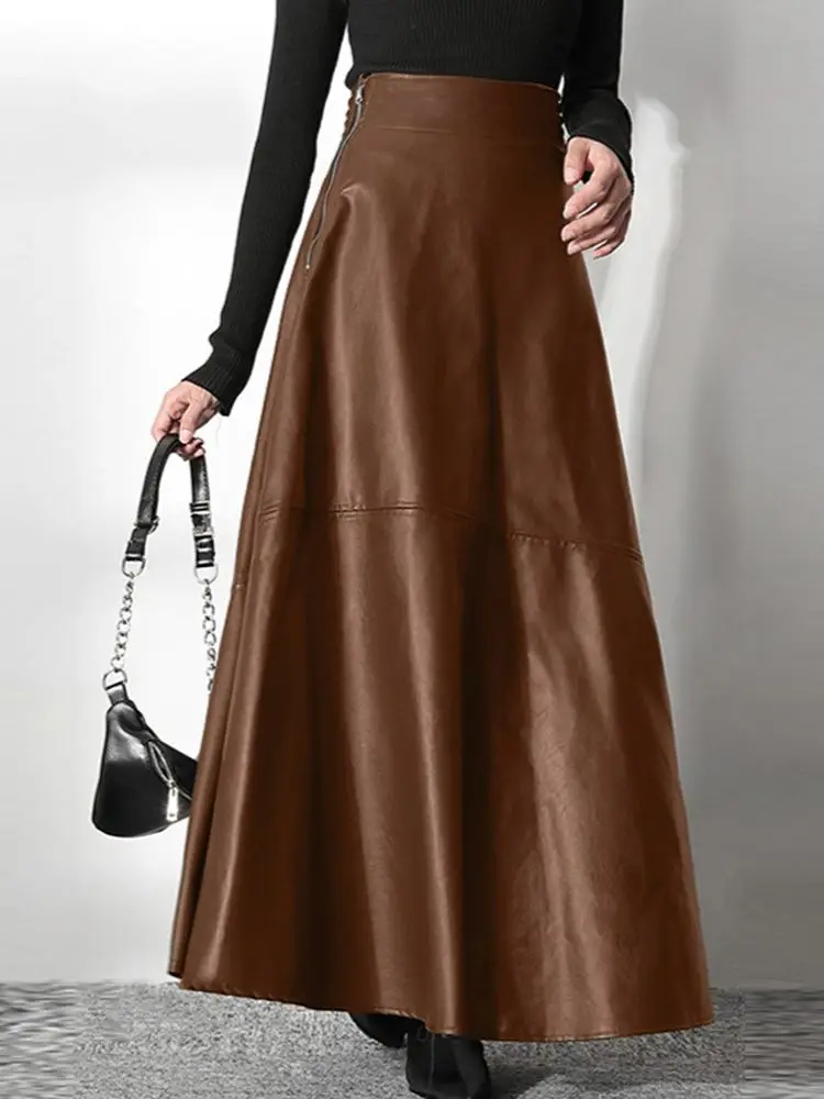 

ZANZEA Women's PU Leather Maxi Skirt 2023 Spring Elegant OL Long Saias Fashion Solid Mujer Faldas Casual High Waist Zipper Jupe