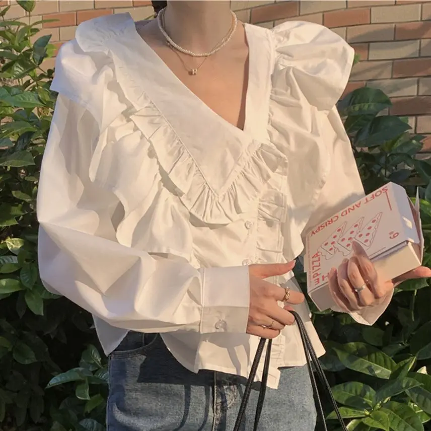 HziriP Hot 2022 Retro Stylish White Slim-Fit Sexy Women Shirts Casual Elegant Sweet OL High Waist Chic Loose Ruffles New Tops
HziriP Hot 2022 Retro Stylish White Slim-Fit Sexy Women Shirts Casual Elegant Sweet OL High Waist Chic Loose Ruffles New Tops
