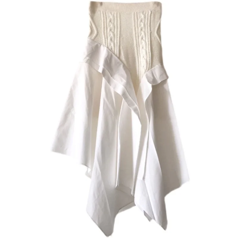 ruffles Stitching Irregular knitted Skirt Women White Vintage High Waist Long Skirt Korean Solid package hip skirts Streetwear
ruffles Stitching Irregular knitted Skirt Women White Vintage High Waist Long Skirt Korean Solid package hip skirts Streetwear