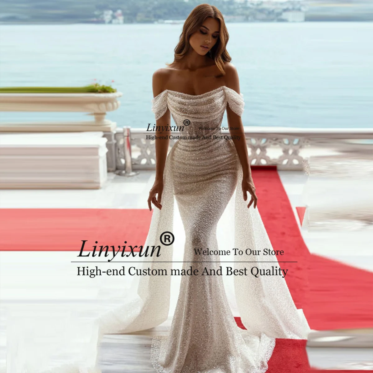 Fashion Sparkly Mermaid Wedding Dresses for Women Lace Squined Off Shoulder Bridal Gowns Detachable Train Vestido De Noiva
Fashion Sparkly Mermaid Wedding Dresses for Women Lace Squined Off Shoulder Bridal Gowns Detachable Train Vestido De Noiva