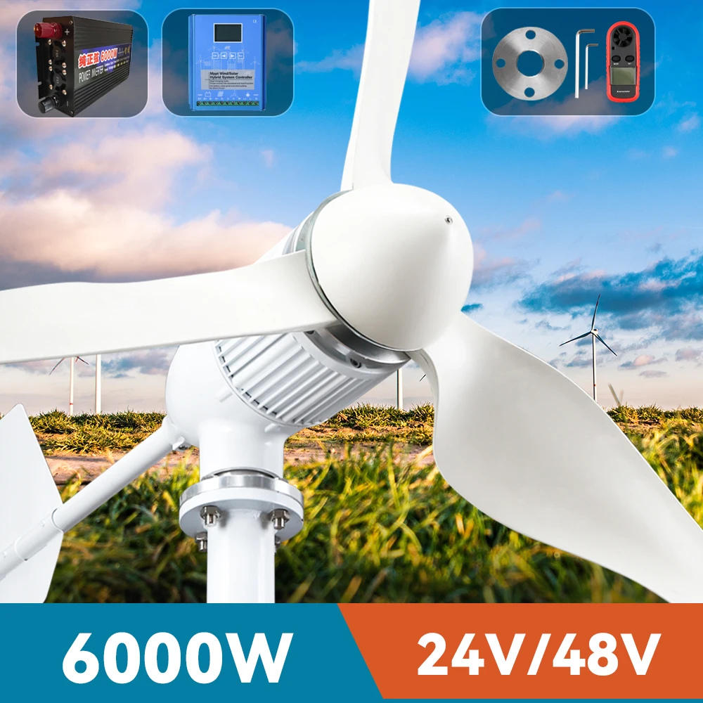 Windmill Generator Turbine Wind Power 4kw 6kw 12v 24v 48v 3blade With MPPT Hybrid Controller Off Grid System For PV Home Use
Windmill Generator Turbine Wind Power 4kw 6kw 12v 24v 48v 3blade With MPPT Hybrid Controller Off Grid System For PV Home Use