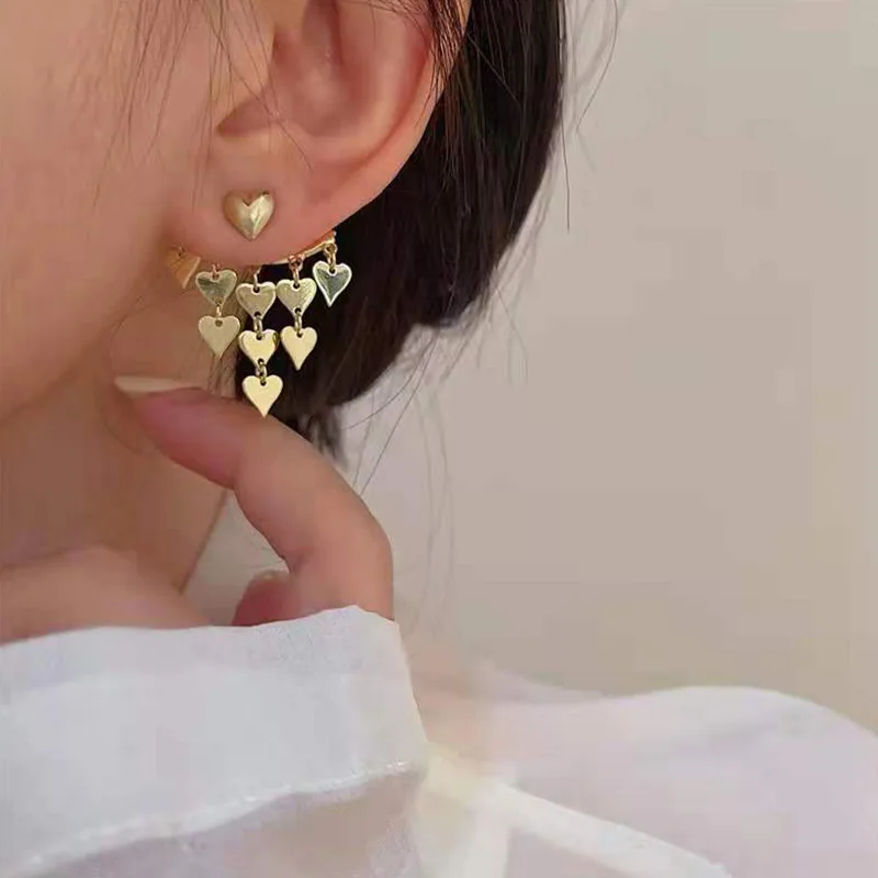 

Minar Luxury Shiny Sequins Love Heart Pendant Earring for Women Gold Color Metallic Geometric Hanging Dangle Earrings Oorbellen