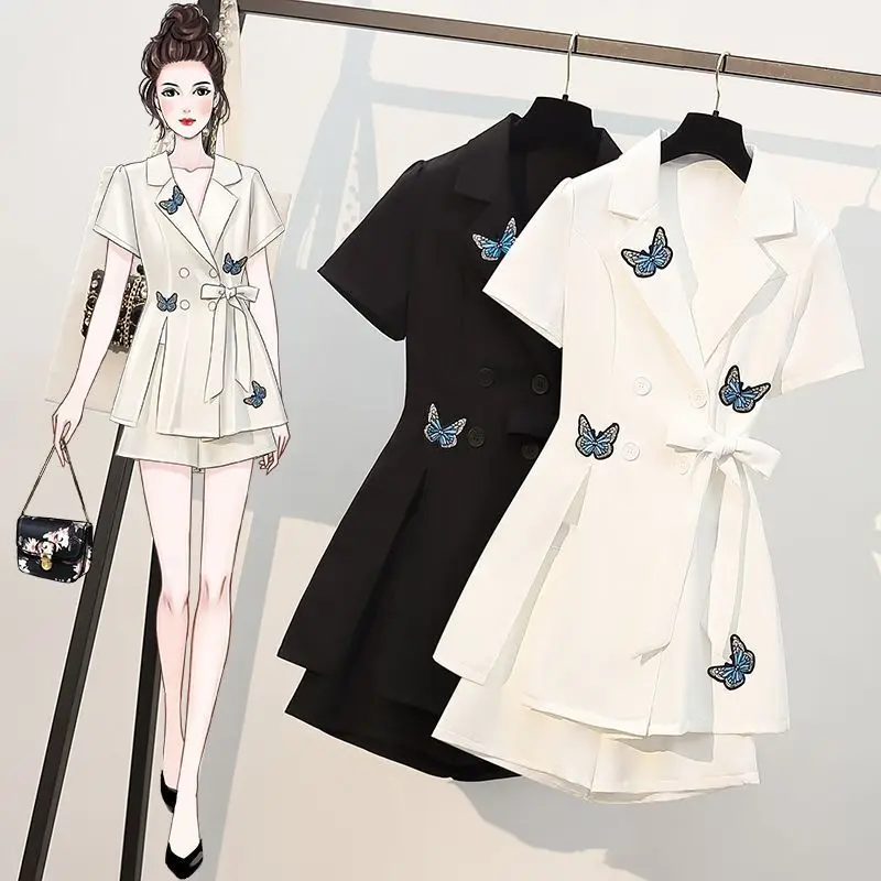 Safari Suits for Women Short Suit Sleeves Set 2-Piece Suit Jacket Butterfly Bow Belt Girl Office White Coat Korean Cute Clothing
Safari Suits for Women Short Suit Sleeves Set 2-Piece Suit Jacket Butterfly Bow Belt Girl Office White Coat Korean Cute Clothing