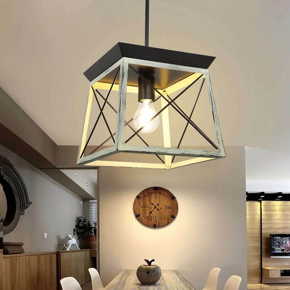 Depuley Rustic Square Pendant Light Fixture Black Metal Hanging Light with Adjustable Chain for Kitchen Dining Room Hallway E26
Depuley Rustic Square Pendant Light Fixture Black Metal Hanging Light with Adjustable Chain for Kitchen Dining Room Hallway E26