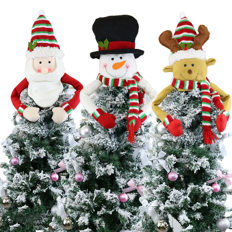 

Christmas Tree Top Star Santa Claus Snowman Elk Decor Xmas Felt Noel Tree Hat Pendant Merry Chrstmas Decor 2023 Happy New Year