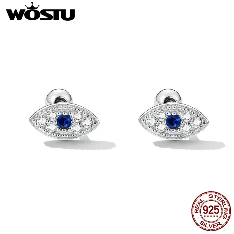 WOSTU Real 925 Sterling Silver Devil Eye Stud Earrings for Women Demond eye Blue CZ Ear Studs Fine Jewelry Wedding Gift VSE165 
WOSTU Real 925 Sterling Silver Devil Eye Stud Earrings for Women Demond eye Blue CZ Ear Studs Fine Jewelry Wedding Gift VSE165