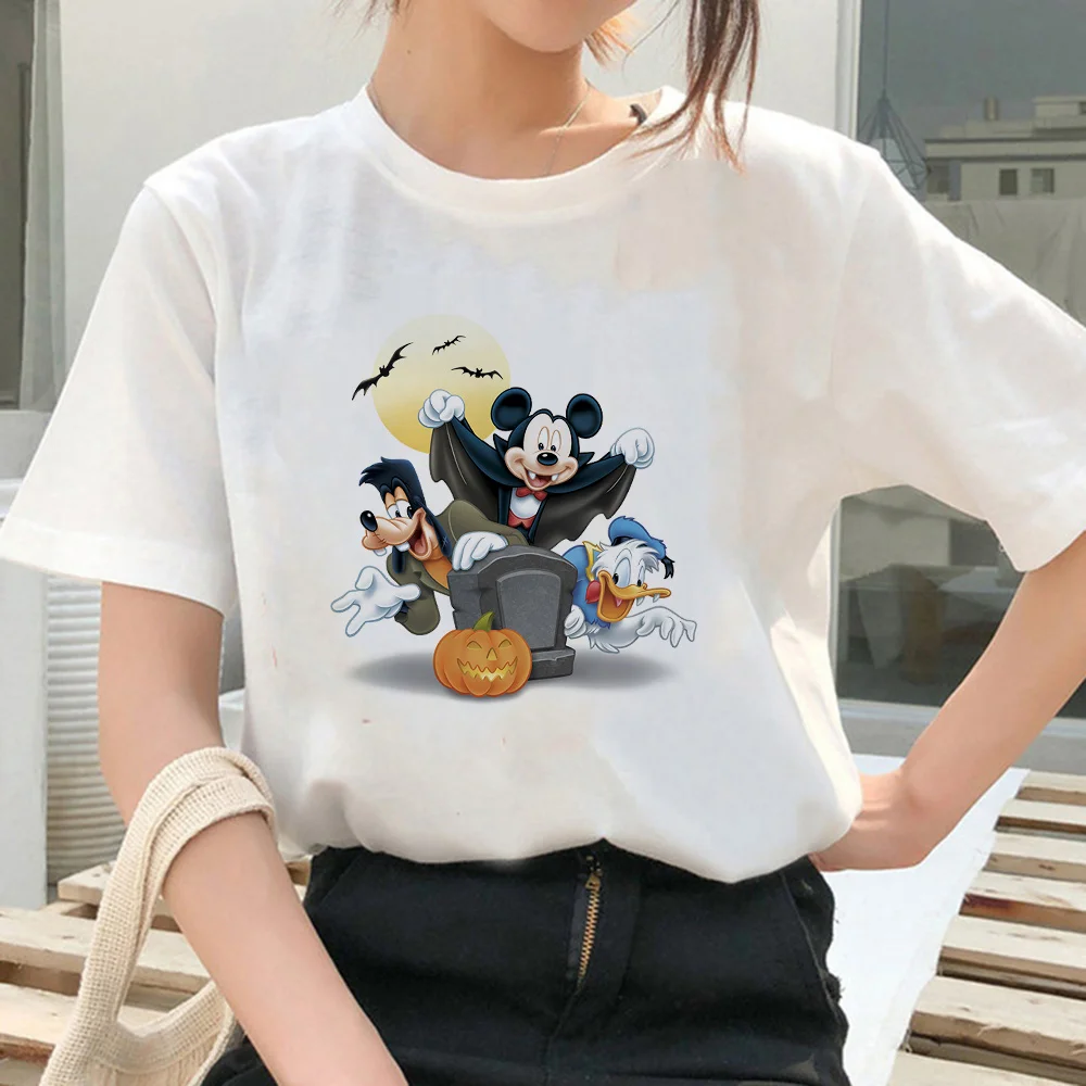 Disney Women T-Shirt Halloween Print White Cartoon Mickey Donald Goofy Funny Dress Up Female T Shirt Hot Selling Four Season Top
Disney Women T-Shirt Halloween Print White Cartoon Mickey Donald Goofy Funny Dress Up Female T Shirt Hot Selling Four Season Top