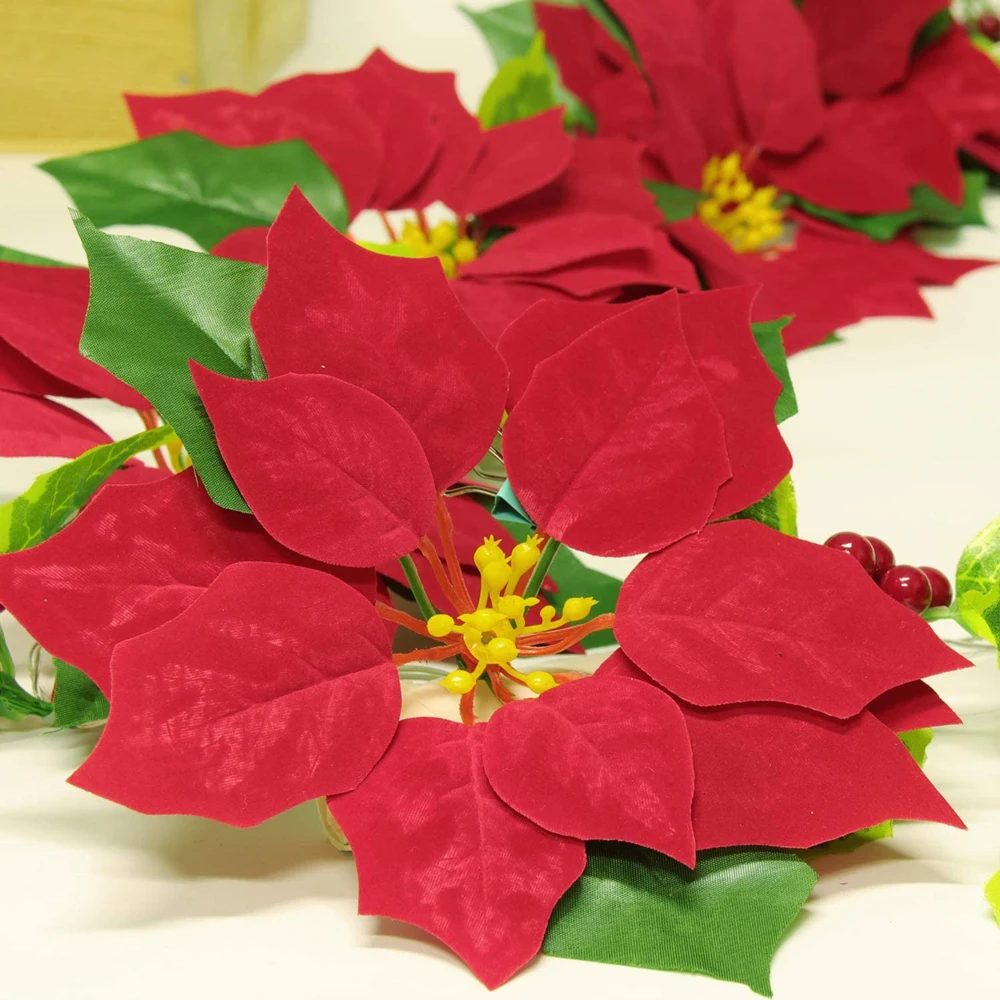 2m Glitter Poinsettia String Lights Christmas Flower Garland Artificial Poinsettia Flower For Home Decor Xmas Tree Ornaments
2m Glitter Poinsettia String Lights Christmas Flower Garland Artificial Poinsettia Flower For Home Decor Xmas Tree Ornaments