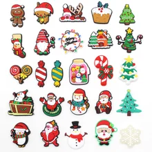 Hot jibz 1pcs cartoon christmas tree Shoe Charms funny DIY clog Shoe Aceessorie Fit croc Sandals Decorate buckle kid X-mas Gifts