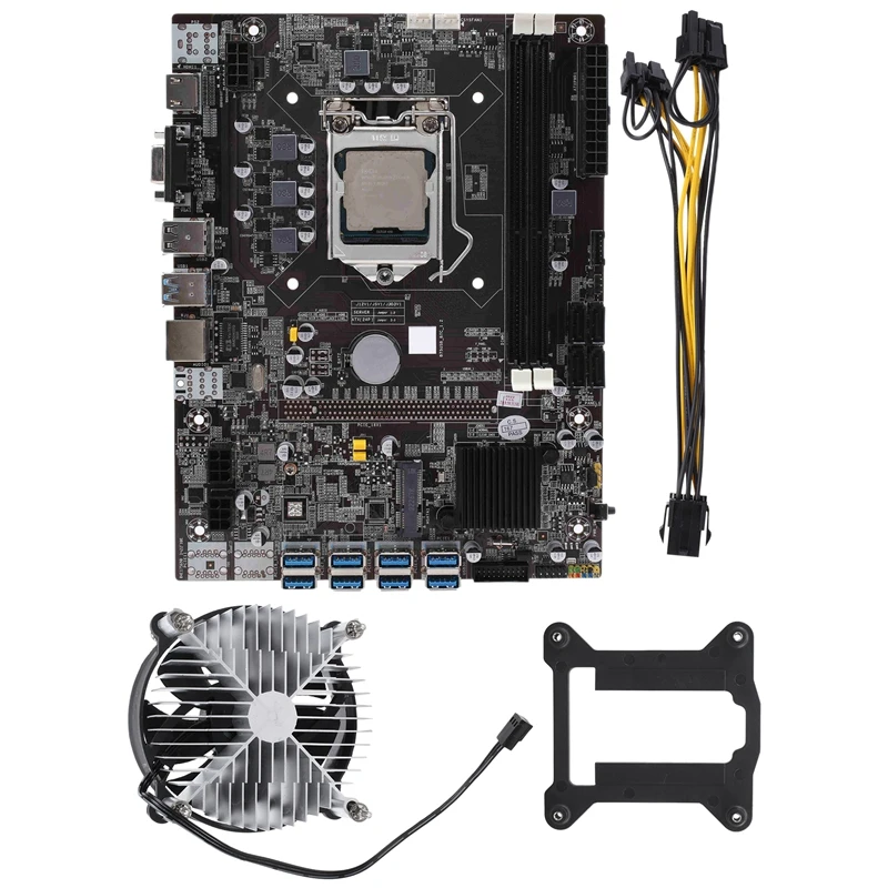 B75 USB ETH Mining Motherboard 8XPCIE To USB+G1630 CPU+6Pin To Dual 8Pin Cable+Fan LGA1155 B75 BTC Miner Motherboard
B75 USB ETH Mining Motherboard 8XPCIE To USB+G1630 CPU+6Pin To Dual 8Pin Cable+Fan LGA1155 B75 BTC Miner Motherboard