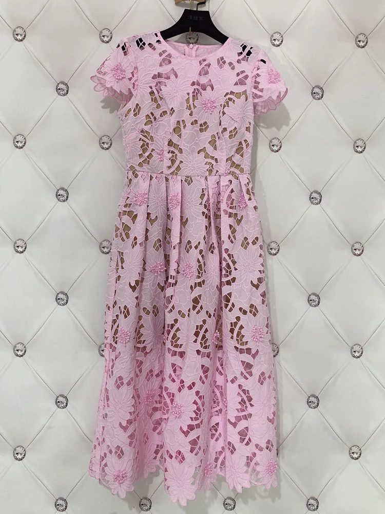 Red RoosaRosee Luxury Embroidery Hollow-out Three Dimensional Floral Pink Dresses Party Summer Runway Women Vestidos Robe Femme
Red RoosaRosee Luxury Embroidery Hollow-out Three Dimensional Floral Pink Dresses Party Summer Runway Women Vestidos Robe Femme