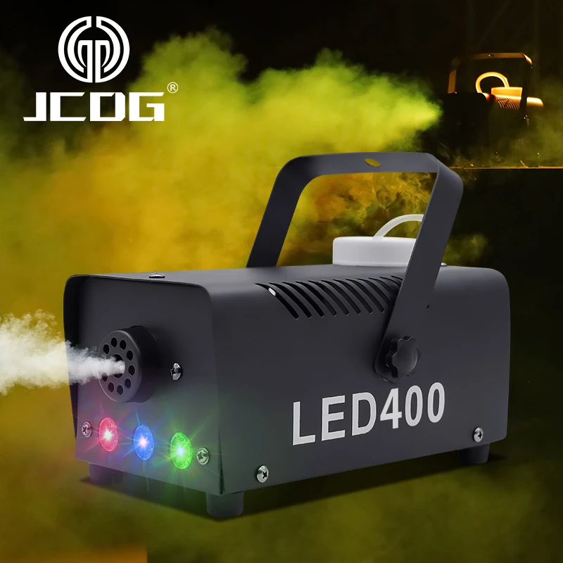 

JCDG Mini 400W LED Mist Smoke Effect Machine Disco DJ Party Christmas Stage Projector with Wire/Remote Control Home Floor Fogger