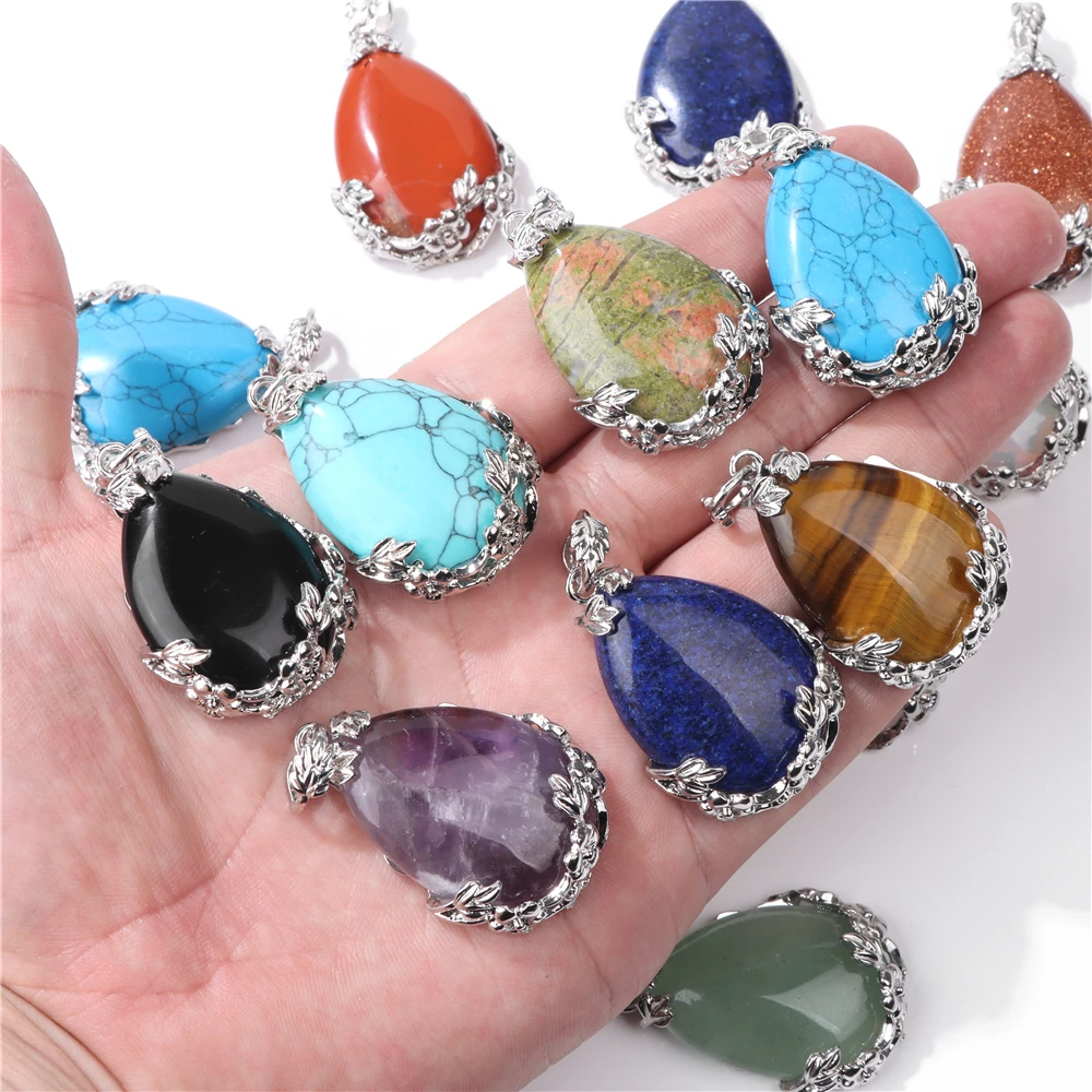 Natural Water Drop Gems Pendants Beads Wire Wrap Turquois Amethysts Charms For DIY Jewelry Necklace Earrings Accessori Supply
Natural Water Drop Gems Pendants Beads Wire Wrap Turquois Amethysts Charms For DIY Jewelry Necklace Earrings Accessori Supply