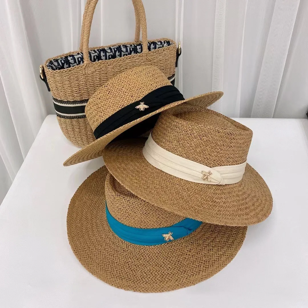 

Summer Beach Straw Hats Women Wide Brim Casual Panama Sun Hats Sunshade Concave Top Cap Holiday Travel Sun Cap Fedoras