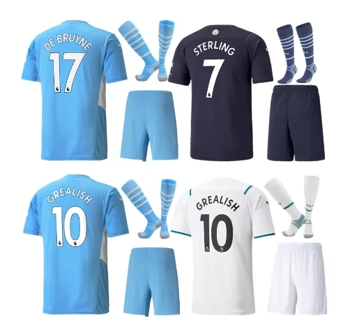 

Adults Kit Kids Manchester De Bruyne Foden Mahrez New 21 22 City Jersey Football Shirt Grealish Shir