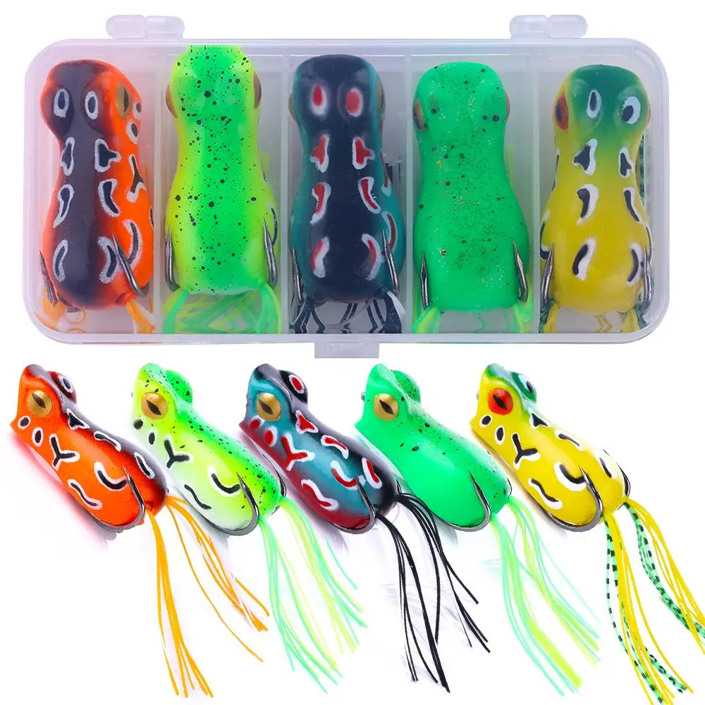 5Pcs Realistic Prop Frog Bass Trout Fishing Lures Kit Set Soft Swimbait Floating Bait With Hooks For Freshwater Saltwater 
5Pcs Realistic Prop Frog Bass Trout Fishing Lures Kit Set Soft Swimbait Floating Bait With Hooks For Freshwater Saltwater