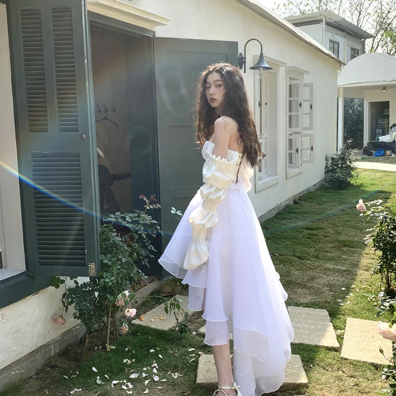 Women Wear Dress In Spring Thai Tea Break French Design Small Fragrance White Princess Puffy Skirt Unique Chic Temperamen Dress
Women Wear Dress In Spring Thai Tea Break French Design Small Fragrance White Princess Puffy Skirt Unique Chic Temperamen Dress