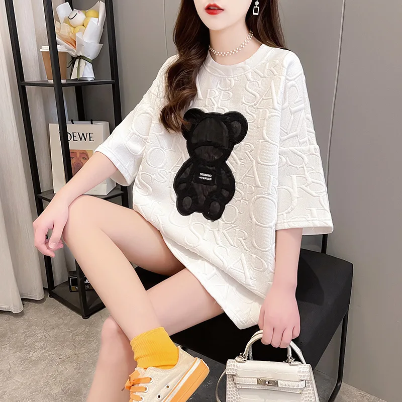 Bear Letter T-shirts Summer Short Sleeve Streetwear Casual Oversized T Shirt Woman Y2k Korean Fashion Style Tops Tees Tshirt New
Bear Letter T-shirts Summer Short Sleeve Streetwear Casual Oversized T Shirt Woman Y2k Korean Fashion Style Tops Tees Tshirt New