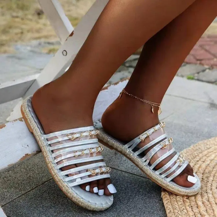 New Fashion Women Sandals Open Toe Sandals Women Chain Women Shoes Soft Shoes Women Slip on Shoes Woman Slipper Large Size 35~43
New Fashion Women Sandals Open Toe Sandals Women Chain Women Shoes Soft Shoes Women Slip on Shoes Woman Slipper Large Size 35~43