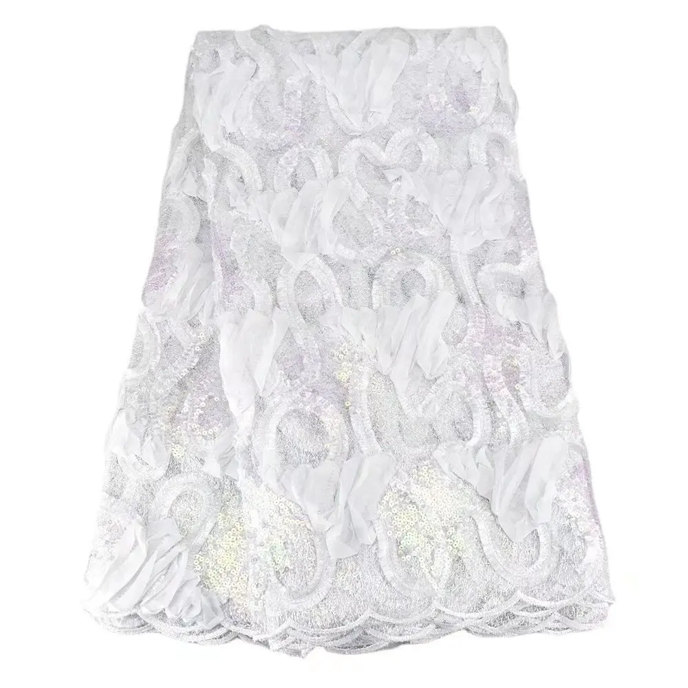 High Quality White Color Nigerian Embroidered with Sequins Lace Fabric For Women Wedding Party Dress XG18
High Quality White Color Nigerian Embroidered with Sequins Lace Fabric For Women Wedding Party Dress XG18