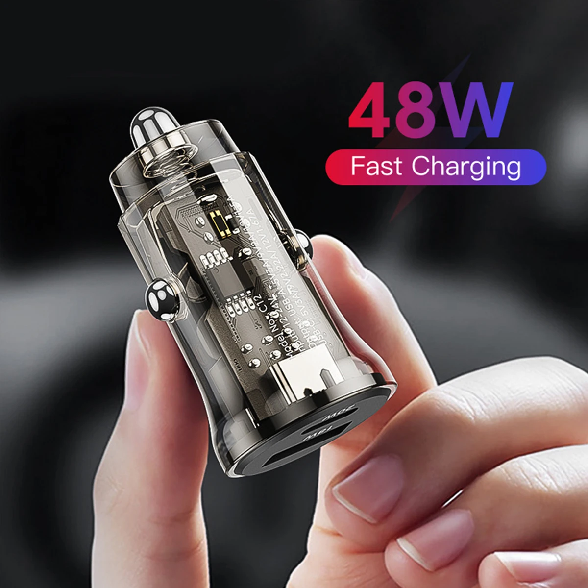 Transparent Dual USB Mini Car Charger Type C Fast Charging Car Phone Charger For iPhone Xiaomi Huawei Mobile Phone
Transparent Dual USB Mini Car Charger Type C Fast Charging Car Phone Charger For iPhone Xiaomi Huawei Mobile Phone