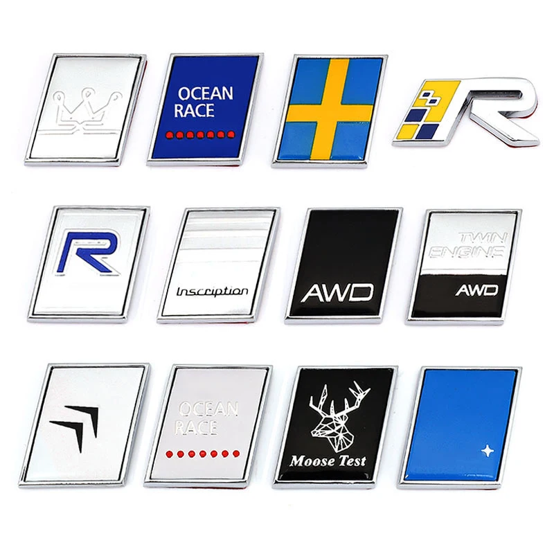 

3D Metal R Design AWD Moose Test Logo Emblem Badge Decals Car Sticker for Volvo Ocean S60 S90 S80 C30 V40 V60 V90 XC60 XC90 XC40