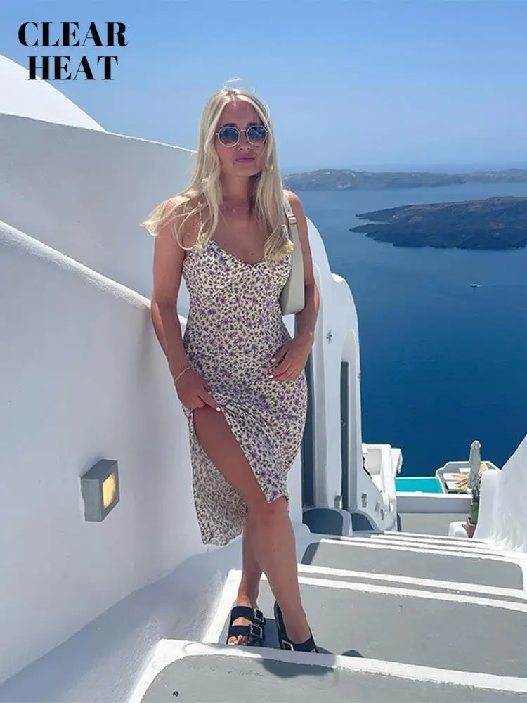 Vintage Floral Print Spaghetti Strap Dress Women Sexy Sleeveless Backless Midi Dress Summer Boho Vacation Casual Slim Dresses
Vintage Floral Print Spaghetti Strap Dress Women Sexy Sleeveless Backless Midi Dress Summer Boho Vacation Casual Slim Dresses