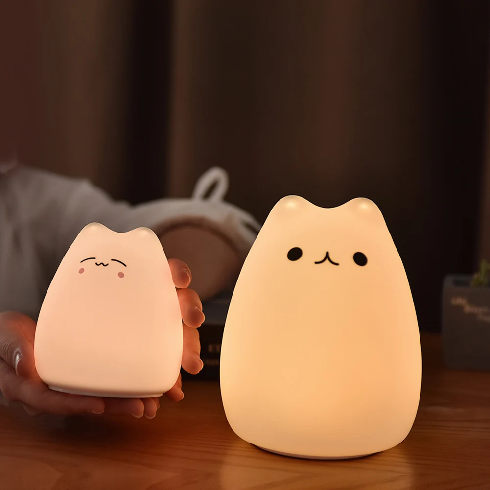Sleeping Light Bedroom Bedside Table Lamp Silicone Touch Sensor Cat Lamp Bedroom Decor Cute Color LED Pat Night Light Gift
Sleeping Light Bedroom Bedside Table Lamp Silicone Touch Sensor Cat Lamp Bedroom Decor Cute Color LED Pat Night Light Gift