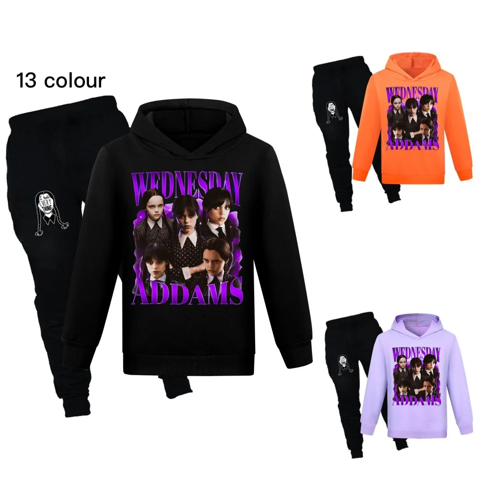 New Wednesday Addams Family Kids Clothes Autumn Girls Cotton Hoodie Set Boys SweatShirt+Pants Suit Children Tracksuits Clothing
New Wednesday Addams Family Kids Clothes Autumn Girls Cotton Hoodie Set Boys SweatShirt+Pants Suit Children Tracksuits Clothing