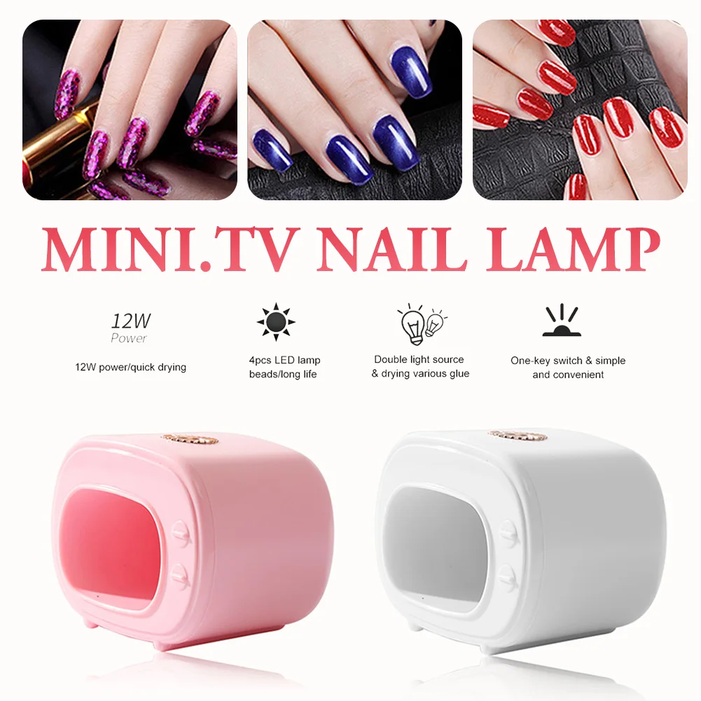 12W Mini Nail LED Lamp 4 LEDs TV Shape Nail Dryer Fast Drying Portable Gel Polish Curing Lamp USB Rechargeable Nail Art Tool
12W Mini Nail LED Lamp 4 LEDs TV Shape Nail Dryer Fast Drying Portable Gel Polish Curing Lamp USB Rechargeable Nail Art Tool