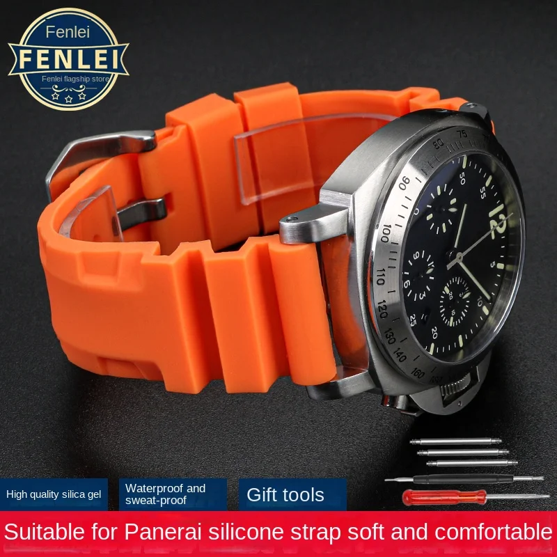 

Watch Band For Panerai SUBMERSIBLE PAM111 441 359 386 Silicone Rubber 22mm 24mm Men Waterproof Watch Strap Accessories Bracelet