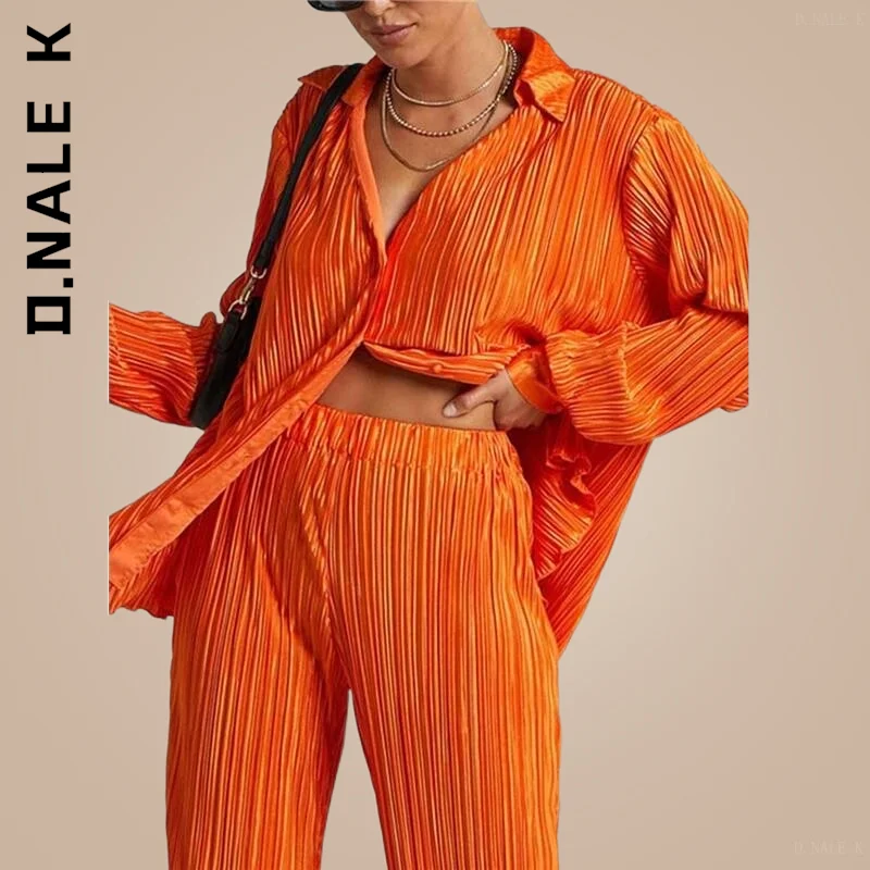 D.Nale K Women's Shirt Pleated Two Piece Set Green Loose High Waist Wide Leg Pants Suit 2022 Elegant Office Ladies Female
D.Nale K Women's Shirt Pleated Two Piece Set Green Loose High Waist Wide Leg Pants Suit 2022 Elegant Office Ladies Female
