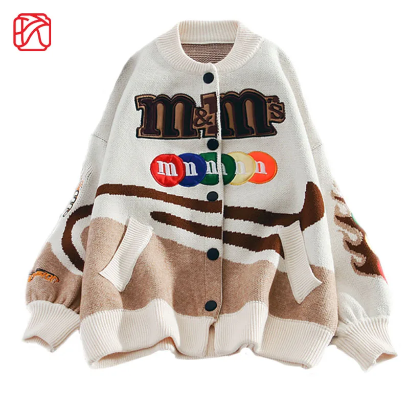 Women Street Cardigan Sweater Funny Cartoon Beans Embroidery Harajuku Knitted Sweaters Female Casual Hip Hop Loose Jacket Autumn
Women Street Cardigan Sweater Funny Cartoon Beans Embroidery Harajuku Knitted Sweaters Female Casual Hip Hop Loose Jacket Autumn