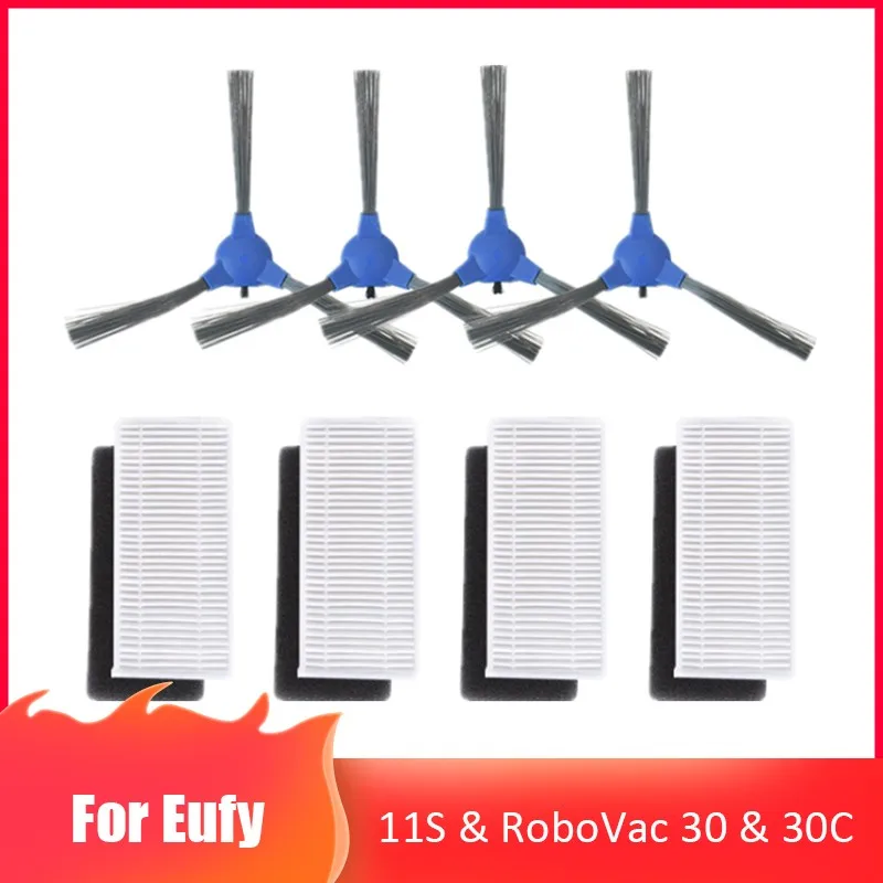 For Eufy 11s & Robovac 30 & 30c & Robovac 15c 4pcs Side Brush 4pcs Filter Vacuum Cleaner Robotic Replacement Parts
For Eufy 11s & Robovac 30 & 30c & Robovac 15c 4pcs Side Brush 4pcs Filter Vacuum Cleaner Robotic Replacement Parts