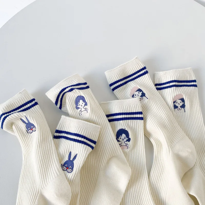 3 Pair Women's Cotton Embroidery Pile Socks Cute Korean Cartoon Embroidered Socks Two Bars White Long Funny Socks
3 Pair Women's Cotton Embroidery Pile Socks Cute Korean Cartoon Embroidered Socks Two Bars White Long Funny Socks