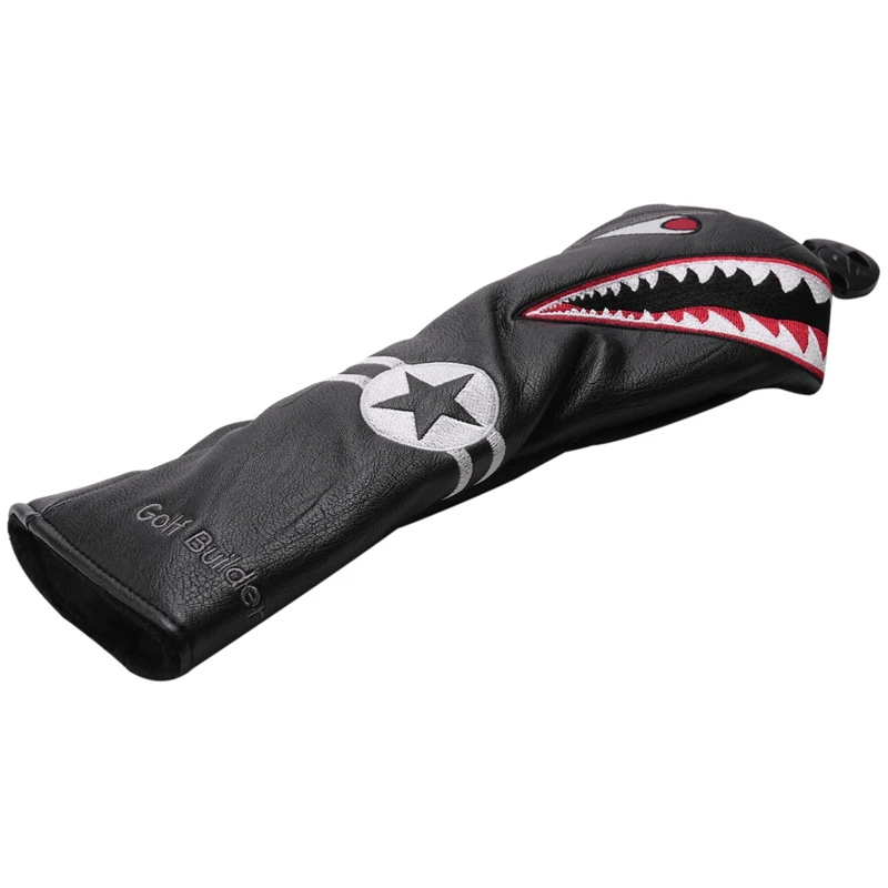 

Shark Golf Club Head Cover For Driver Fairway Wood Hybrid Mallet Blade Putter Leather Golf Clubs Headcovers Protector