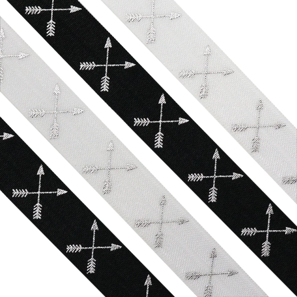 

5/8" 15MM Silver Foil Cross Arrow Printed Fold Over Elastic FOE Ribbon For DIY Hair Band Party Decoration