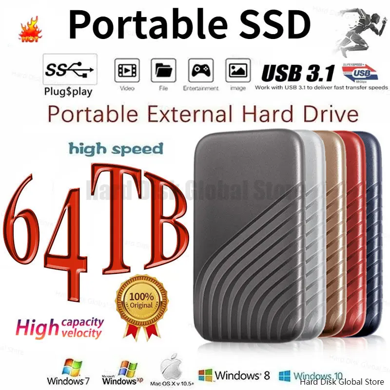 New 100% Original 16TB 8TB SSD 4TB 2TB Portable External Solid State High-speed Hard Drive USB3.1 Interface Mobile Hard Drive
New 100% Original 16TB 8TB SSD 4TB 2TB Portable External Solid State High-speed Hard Drive USB3.1 Interface Mobile Hard Drive
