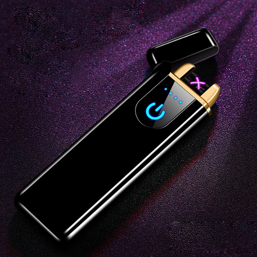 

Креативная металлическая перезаряжаемая USB-зажигалка Type-C, электронная ветрозащитная беспламенная Зажигалка для сигарет, мужской прибор для курения