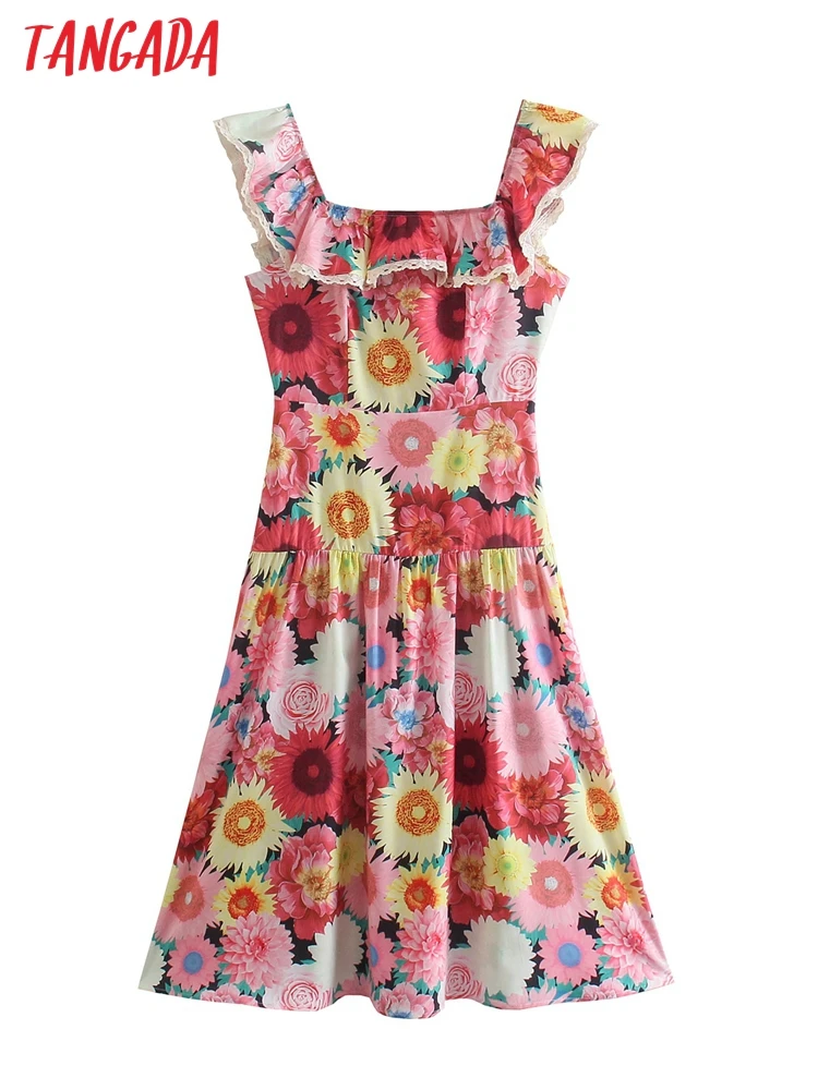 Tangada 2022 summer women flowers print ruffles beach dress Sleeveless Ladies Midi Sundress 1F23
Tangada 2022 summer women flowers print ruffles beach dress Sleeveless Ladies Midi Sundress 1F23