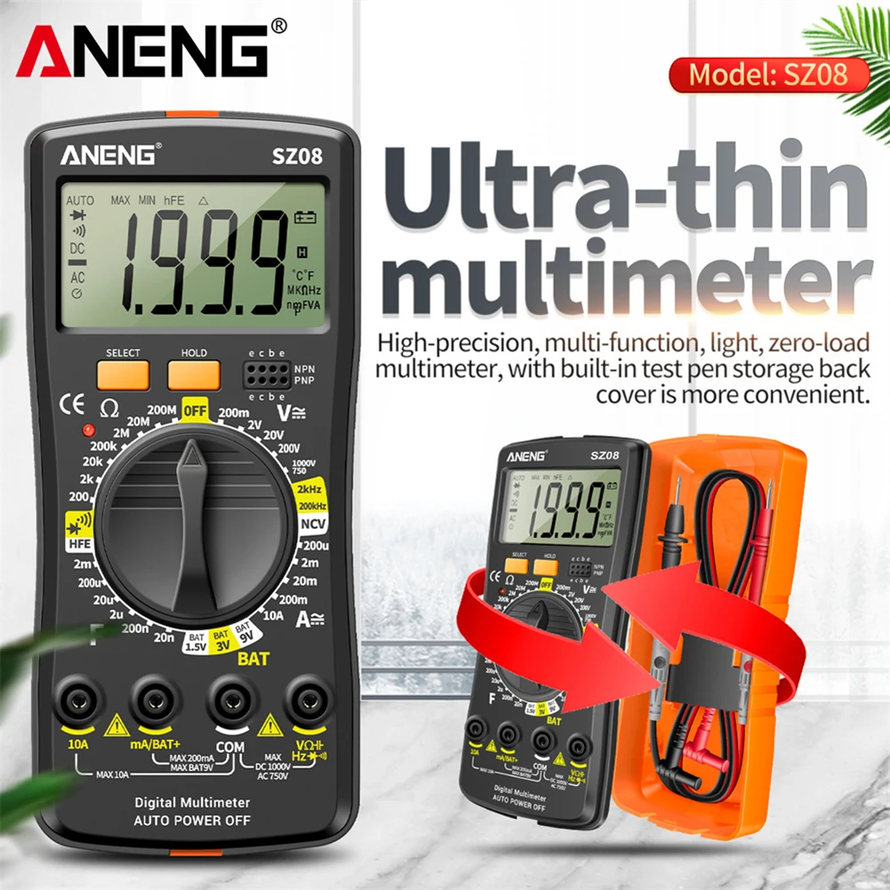 ANENG SZ08 Digital Mini Multimeter Tester DC AC Voltage NCV Smart Multimeter High Precision Multimeter NCV Tester Meter
ANENG SZ08 Digital Mini Multimeter Tester DC AC Voltage NCV Smart Multimeter High Precision Multimeter NCV Tester Meter