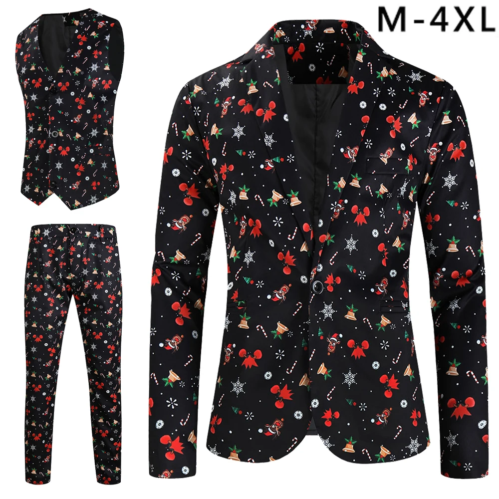 Funny Christmas Cartoon Printed 3 Piece Suit for Men Xmas Party Stage Dress Up Blazers + Vest + Trousers Plus Size Costume Homme
Funny Christmas Cartoon Printed 3 Piece Suit for Men Xmas Party Stage Dress Up Blazers + Vest + Trousers Plus Size Costume Homme