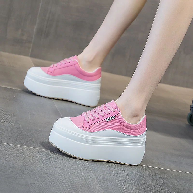 8CM New Canvas Genuine Leather Women Fashion Sneakers Platform Shoes Wedge Hidden Heel Ladies Summer Mixed Color Vulcanize
8CM New Canvas Genuine Leather Women Fashion Sneakers Platform Shoes Wedge Hidden Heel Ladies Summer Mixed Color Vulcanize