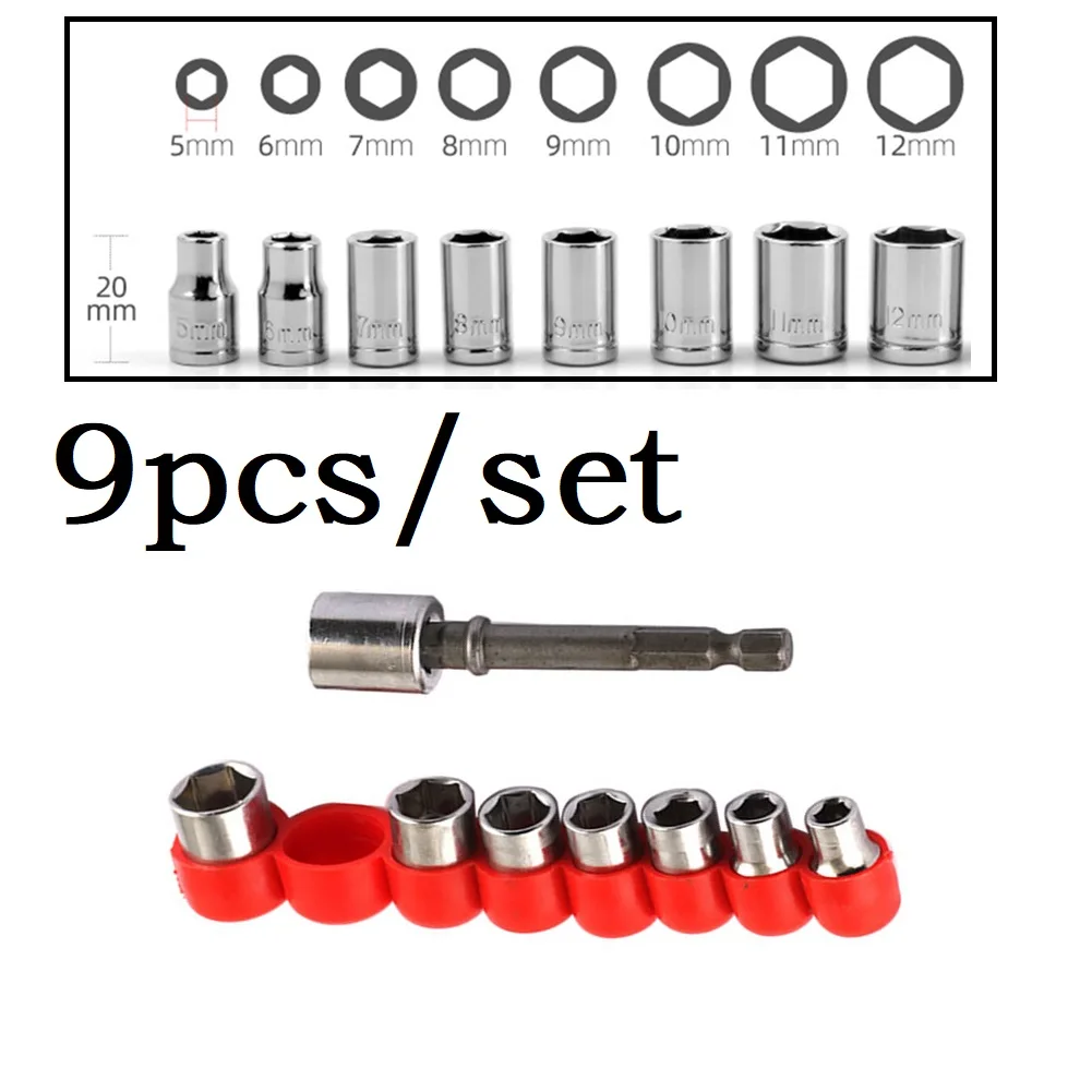 9pcs Hex Sockets Rod Set 1/4inch Sleeve 5-12mm Hex Bit Metric Socket Six Angle Sleeve Convert Head Nut Removal Tool Auto Repair
9pcs Hex Sockets Rod Set 1/4inch Sleeve 5-12mm Hex Bit Metric Socket Six Angle Sleeve Convert Head Nut Removal Tool Auto Repair