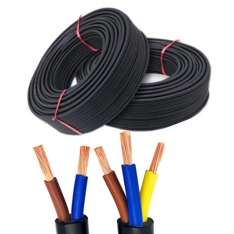 

10 м резиновый мягкий кабель 18 AWG 0,75 мм2 силовой провод 2/3 жилы контакты медный провод проводник Электрический YZW кабель черный